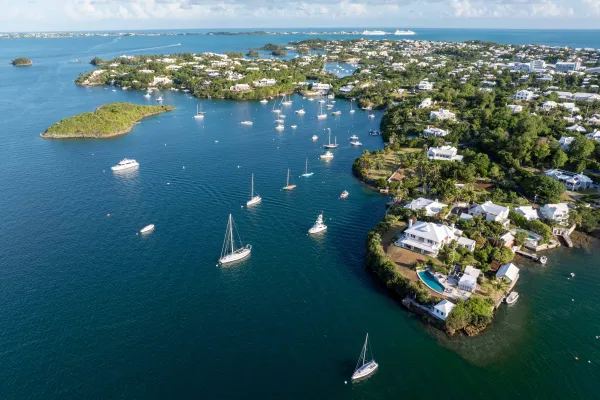 Sailboats moored in Bermuda