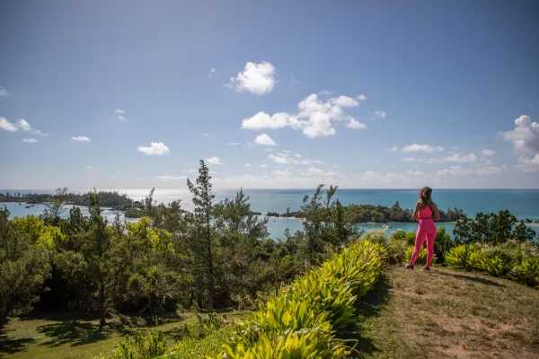 A woman on a hike in Bermuda