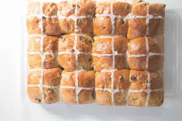 A pan of hot crossed buns for Easter in Bermuda
