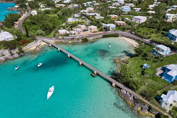 Bike and roadway in Bailey's Bay, Bermuda