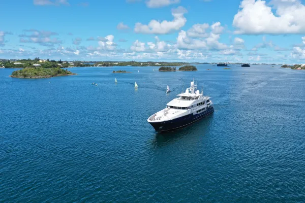 A super yacht sailing off the coast of Bermuda