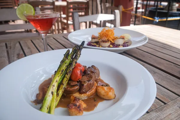 An asparagus and seafood dish at Swizzle Inn in Bermuda