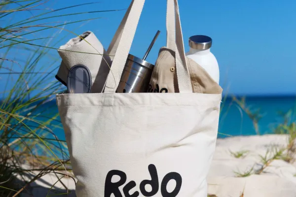 A bag from Redo on the beach in Bermuda