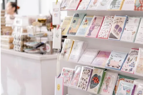 A display of greeting cards at the Tuck Shop in Bermuda