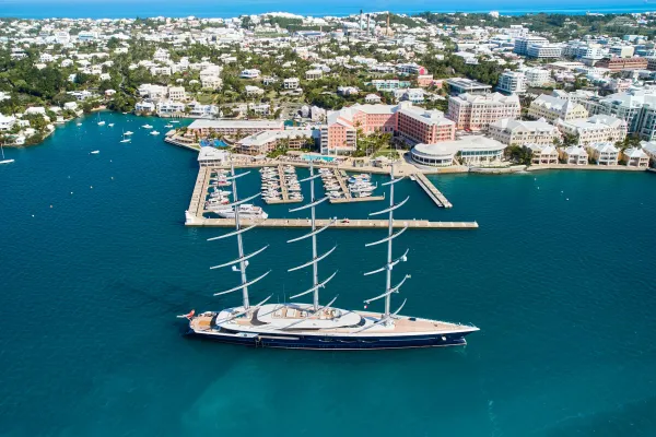 A super yacht sailing off the coast of Bermuda