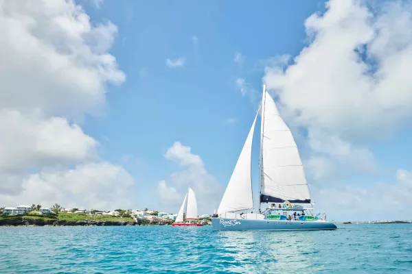 Aerial view of bermuda boats.