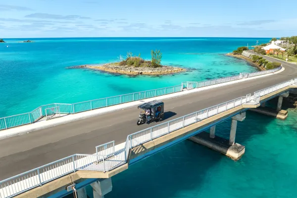 Aerial view of the Bermuda Tuk Tuk tour.