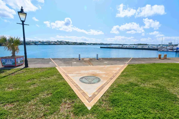 View of the tip of the Bermuda Triangle with a calm water in the background.