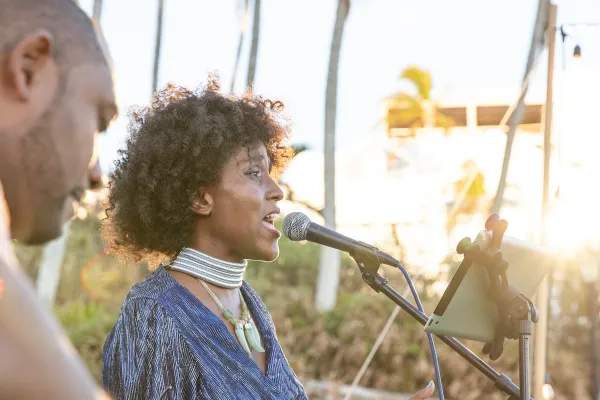 A band performs outdoors on the island of Bermuda.