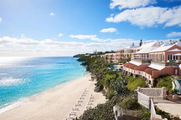 Resort villas on a beach.