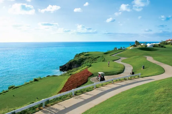 aerial view golf hole