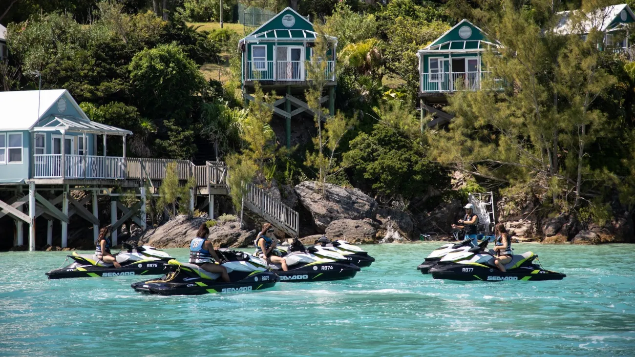 A crew of jet skiers on the Bermuda coast