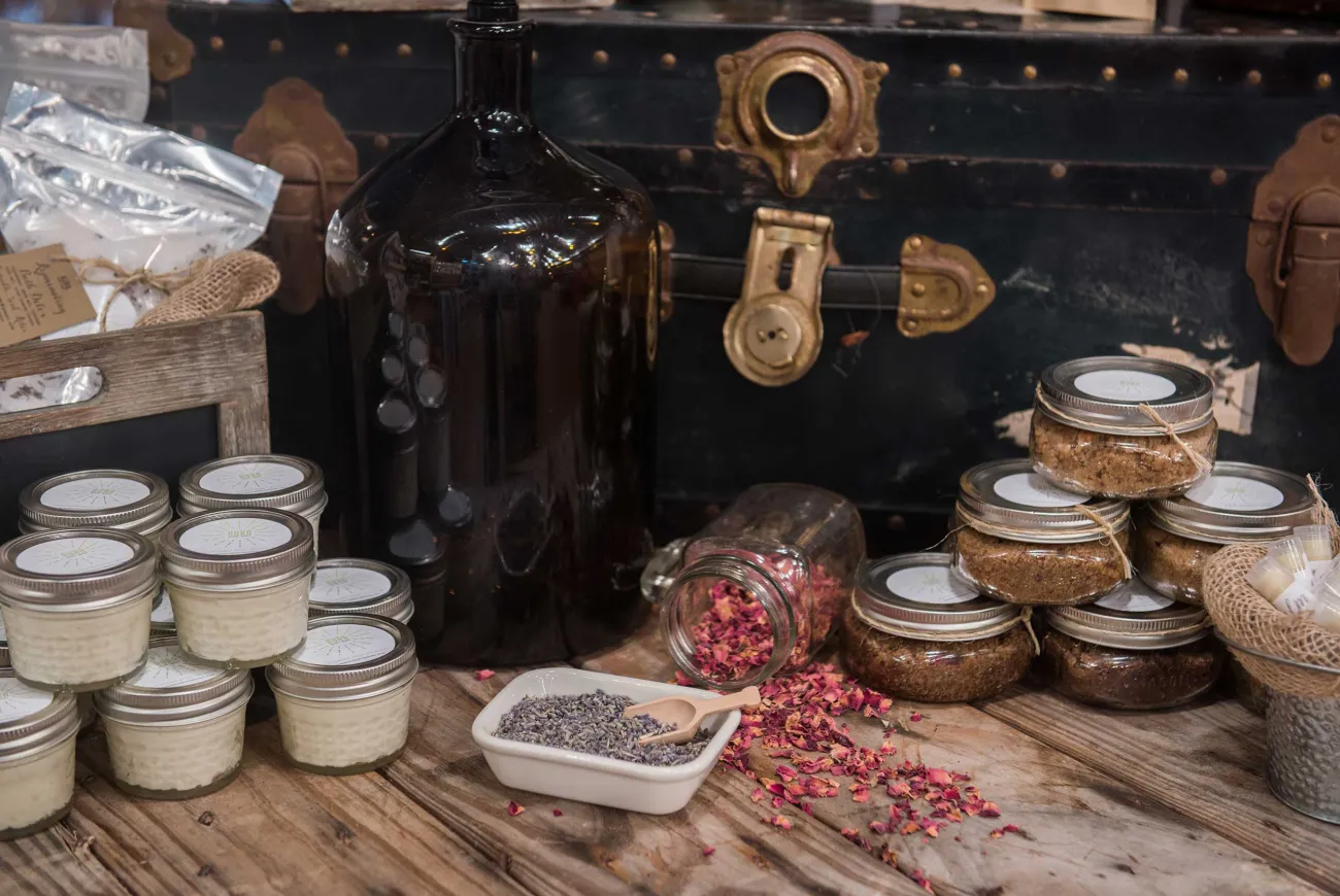 Collection of spices and jars at Urban Cottage in Bermuda