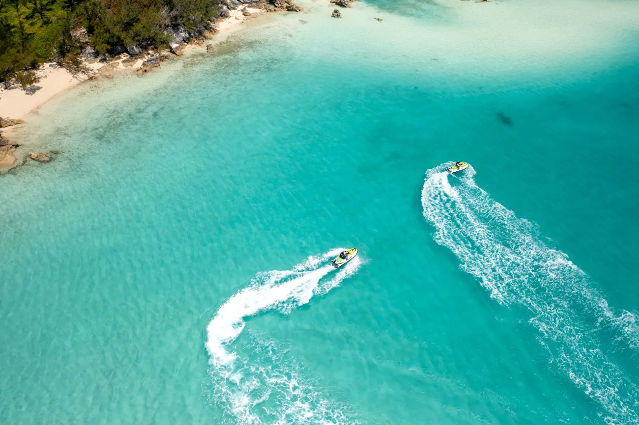 Aerial of two jet skiis