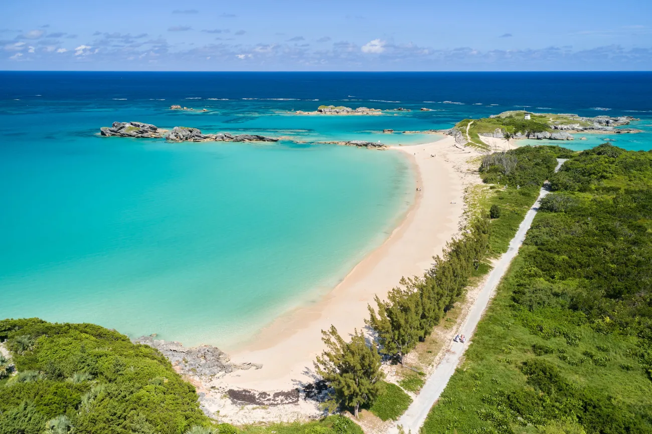 Cooper's Island beach with pristine clean beach with turquoise waters.