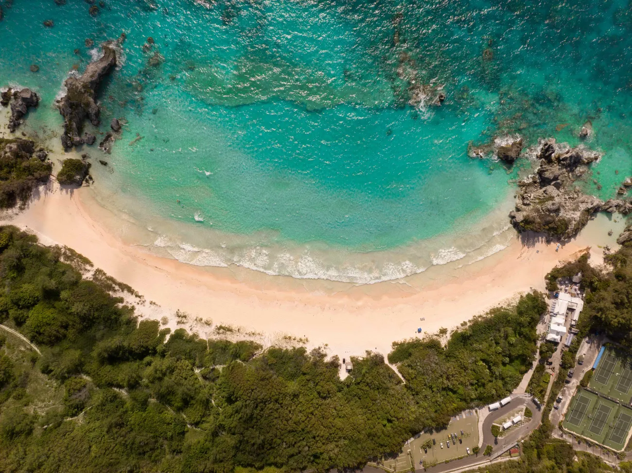 Aerial view of Horseshoe Bay Beach.