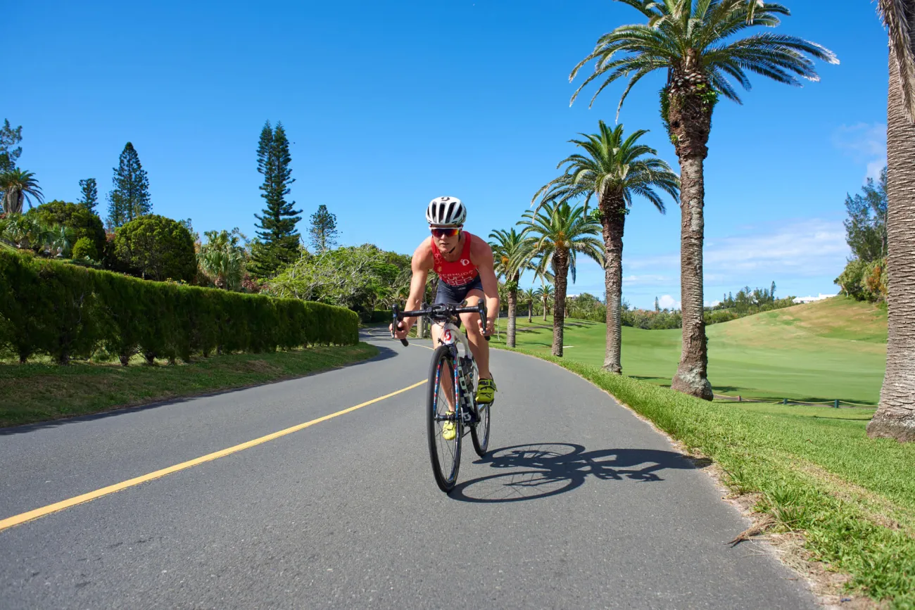 Flora Duffy on a bike
