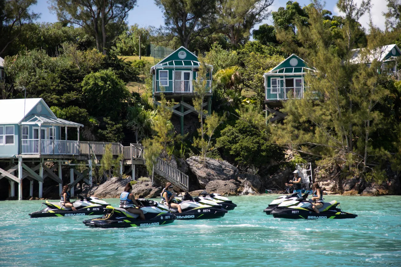 A group jet skiing in Bermuda