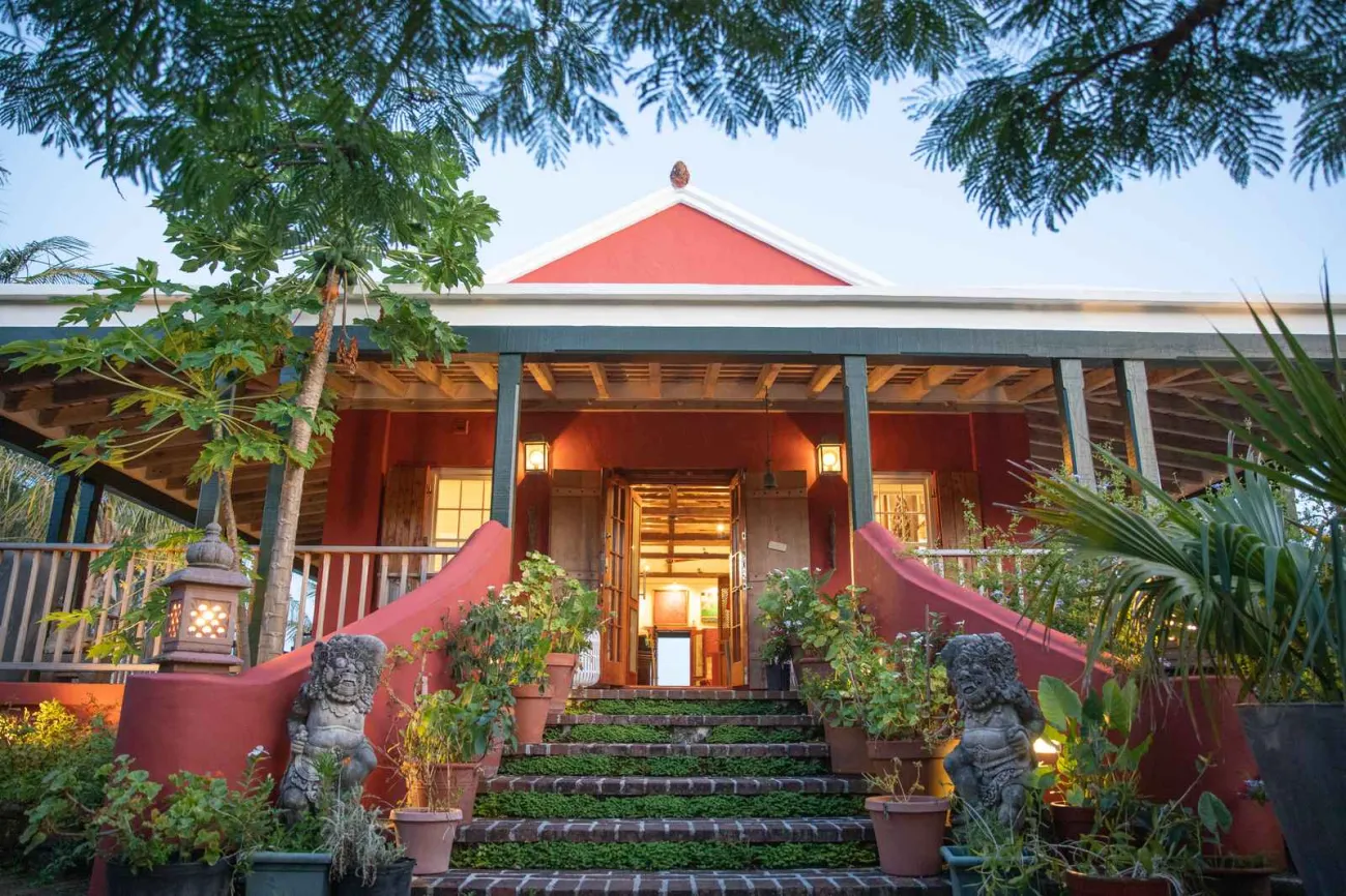 A colourful red Bermuda House