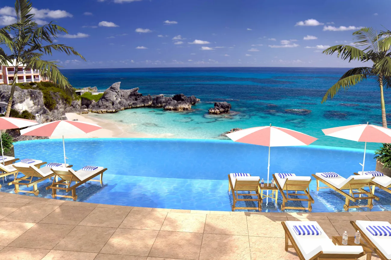 Aerial view of The Reefs pool.