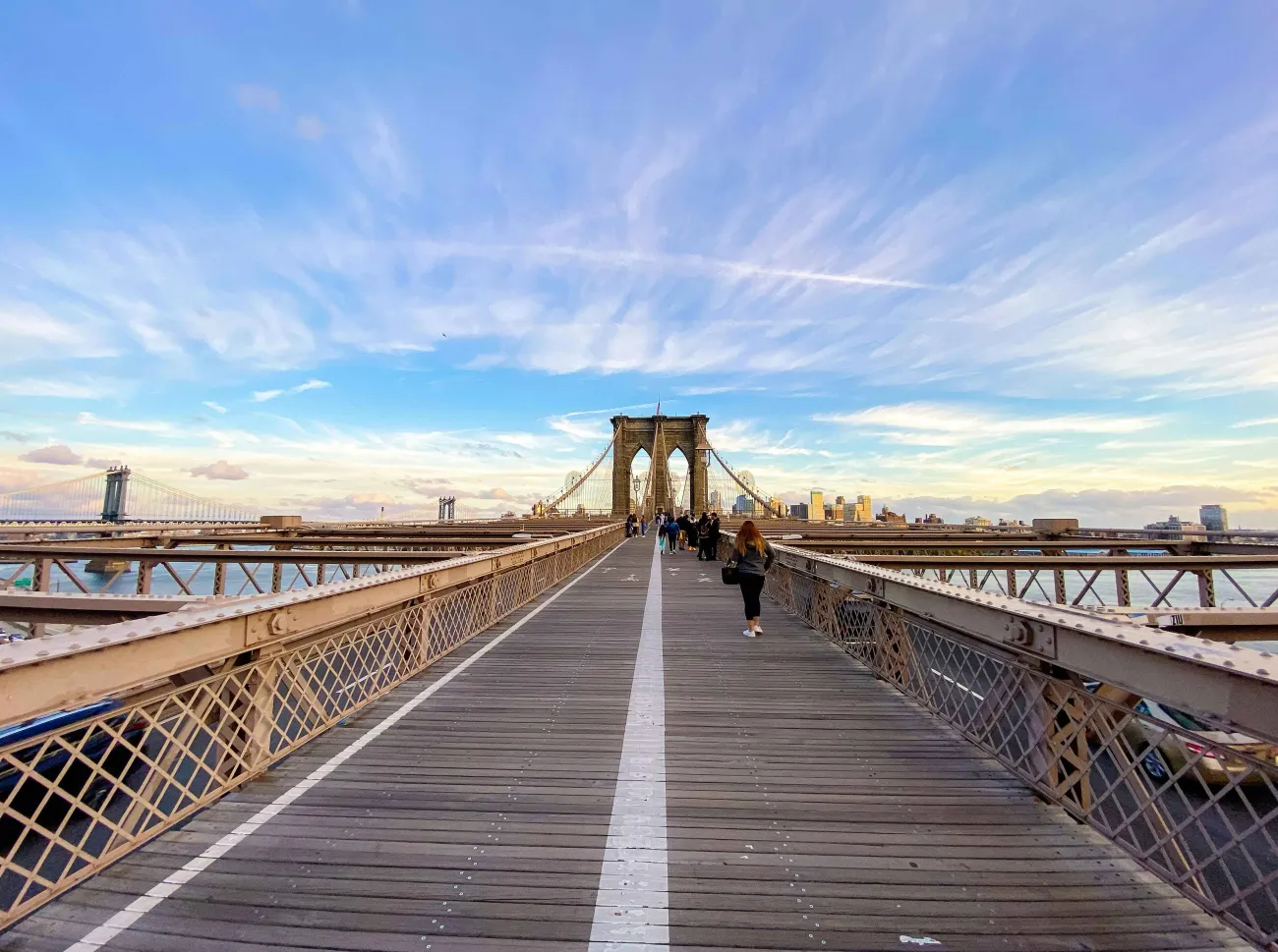 Eye level view of the Brooklyn Bridge 