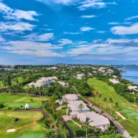 An aerial view of a golf course in Bermuda